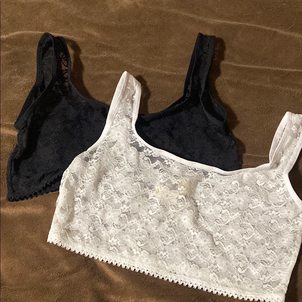 Rhonda Shear White and black Lace Bralette NWOT